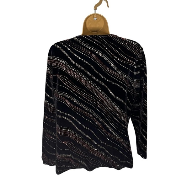 Vintage 90s-Y2K Notations Embellished Velvet Blouse Small - Picture 2 of 4